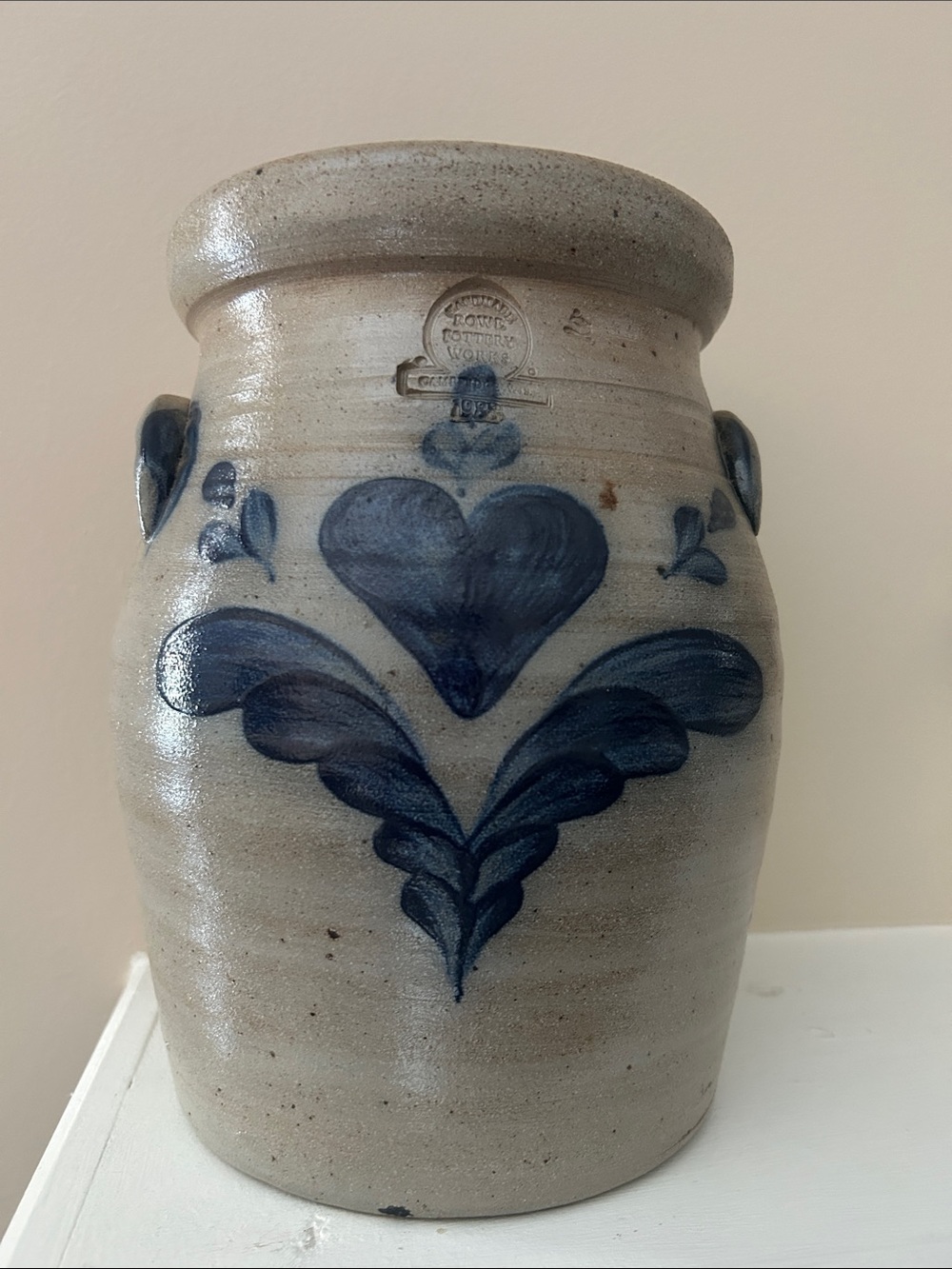 Vintage~Rowe Pottery Works~9”Tall Decorative Stoneware CANISTER/Pantry Farmhouse
